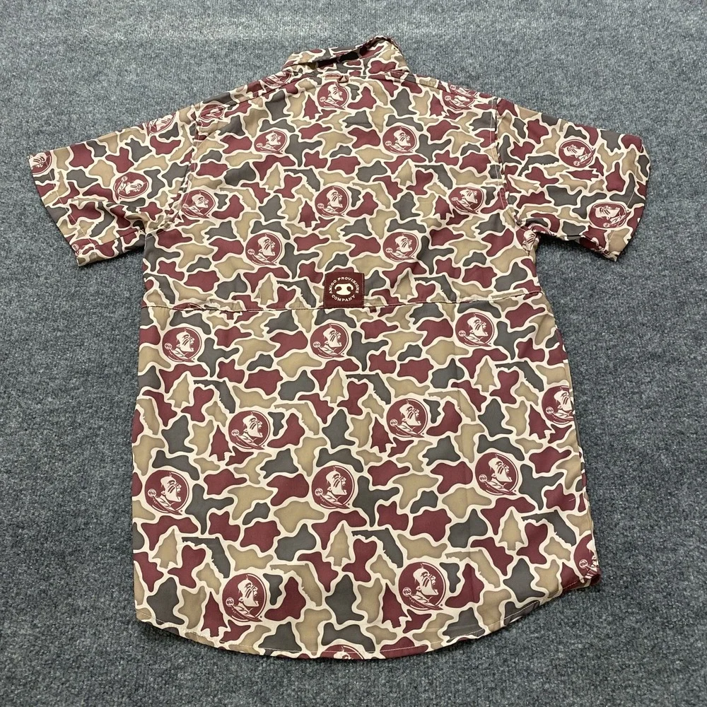 Florida State Seminoles Amigos Provisions Company Camo Fishing Shirt Mens Small